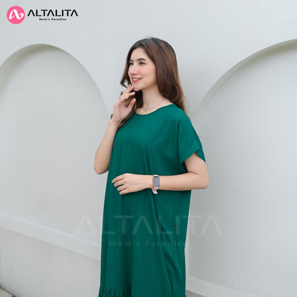 Altalita - Daster Polos Non Busui Bahan Rayon Premium | Daster Kekinian Polos Panjang Selutut Rempel Bawah | Daster Viral Polos Jumbo LD 120