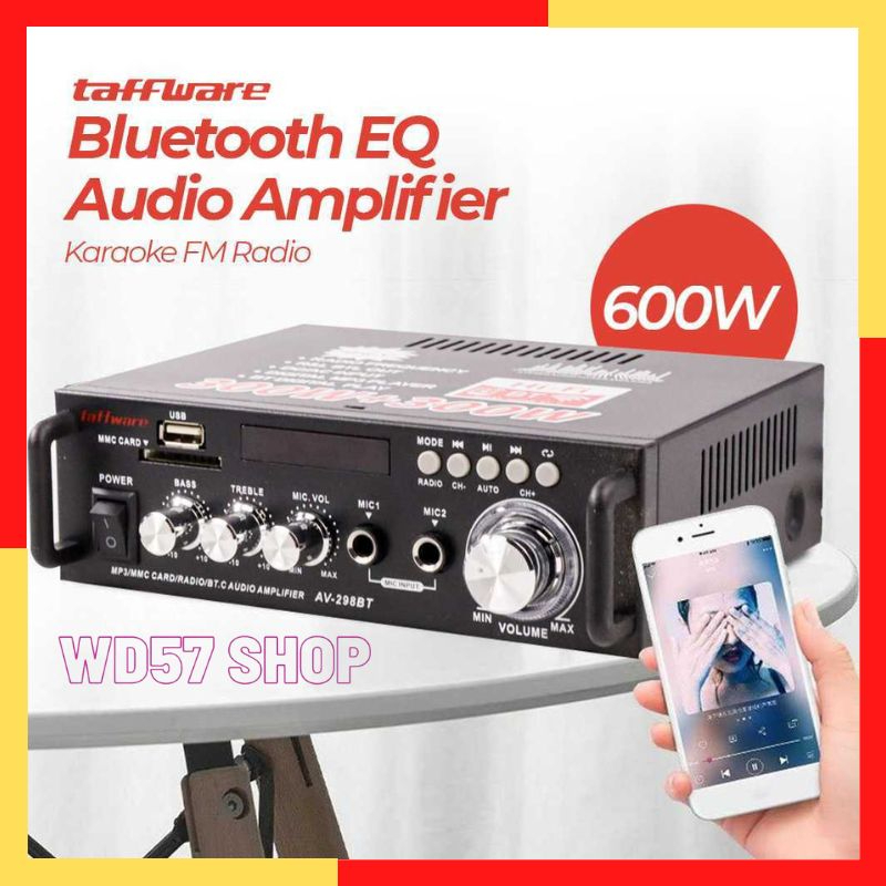 Amplifier Bluetooth Equalizer Kit Ampli Power Mixer Audio Stereo Karaoke Home Theater FM 600W