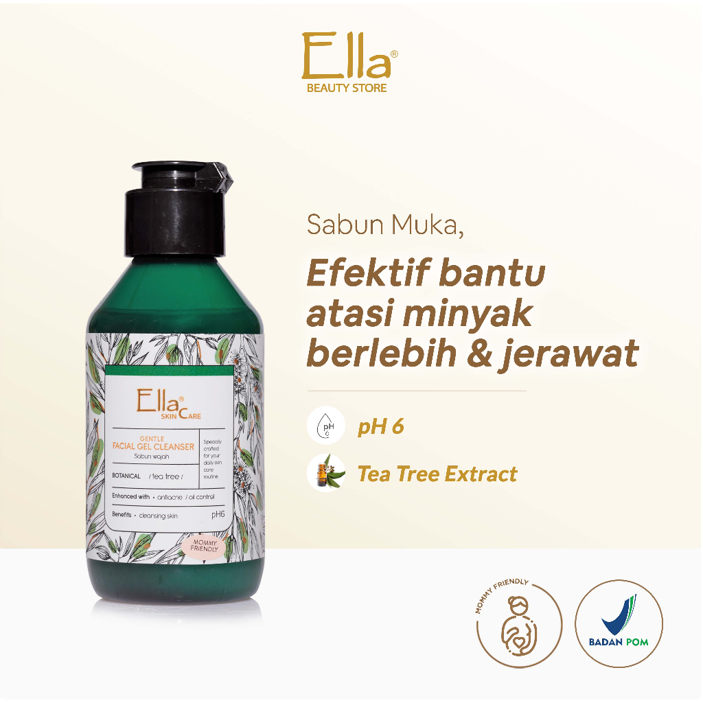 Jual Ella Skincare Facial Gel Cleanser Tea Tree with pH6 & Tea Tree Extract sebagai Oil