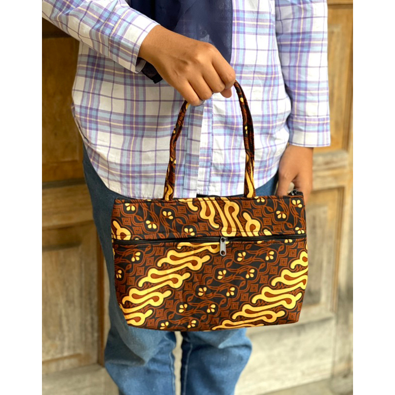 Tas tenteng batik rit depan (motif di kirim random/acak)