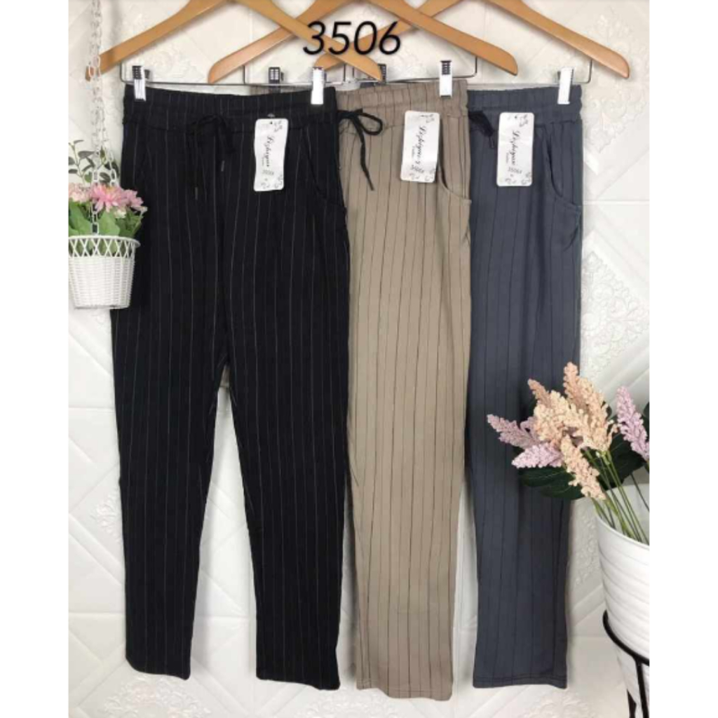 Celana Import Wanita Jumbo Pinggang Karet Bahan Melar Banyak Motif