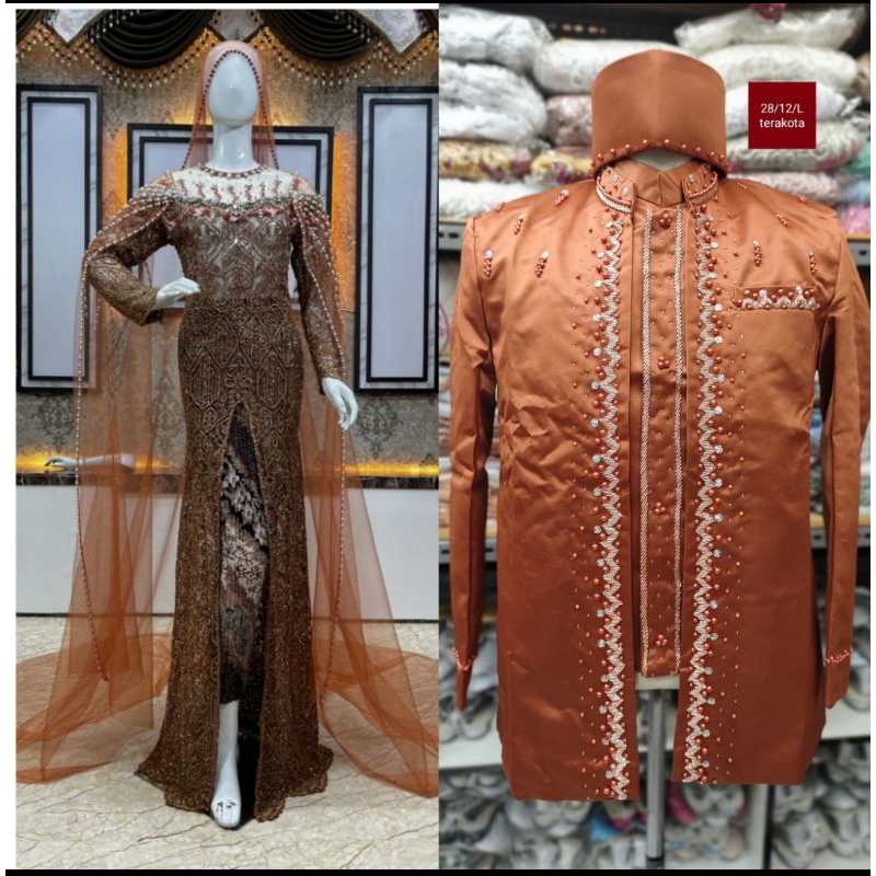 KEBAYA AKAD COUPLE FULL PAYET BUSTIER BEREKOR MEWAH//BASOFI HIGHT QUALITY//KEBAYA COUPLE