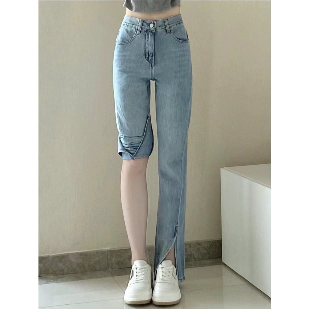 Stretch Celana Jeans Wanita Highwaist Import Biru