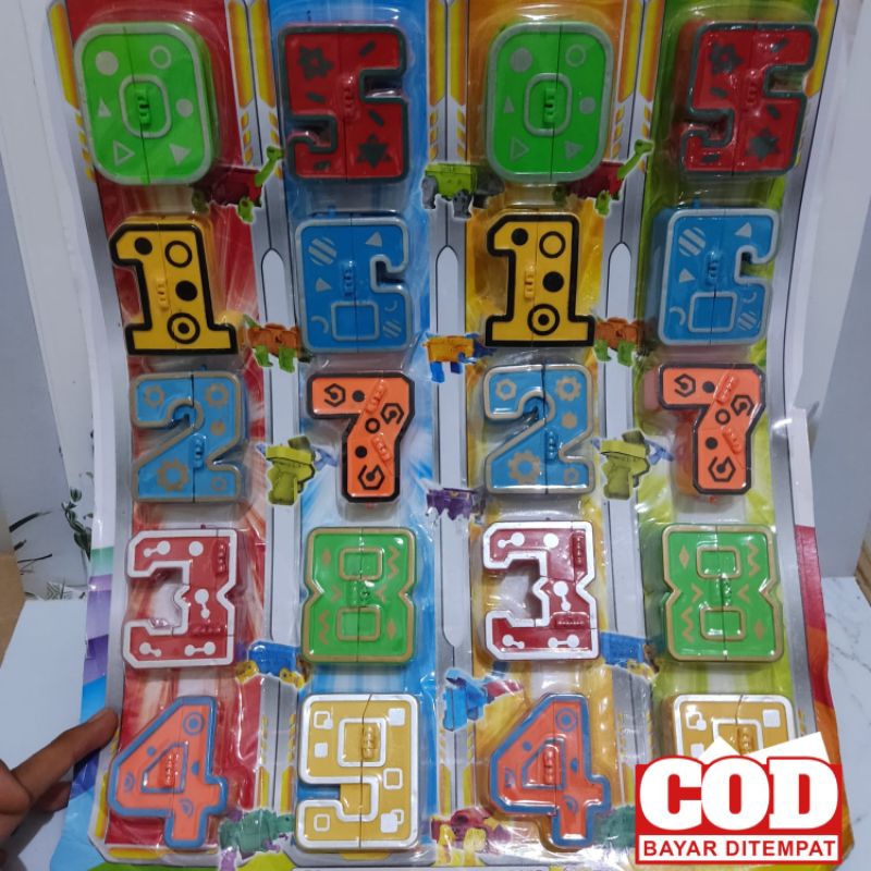 1 Lembar Mainan Robot Angka 0-9 Bisa Di Gabungkan Jadi Robot Besar