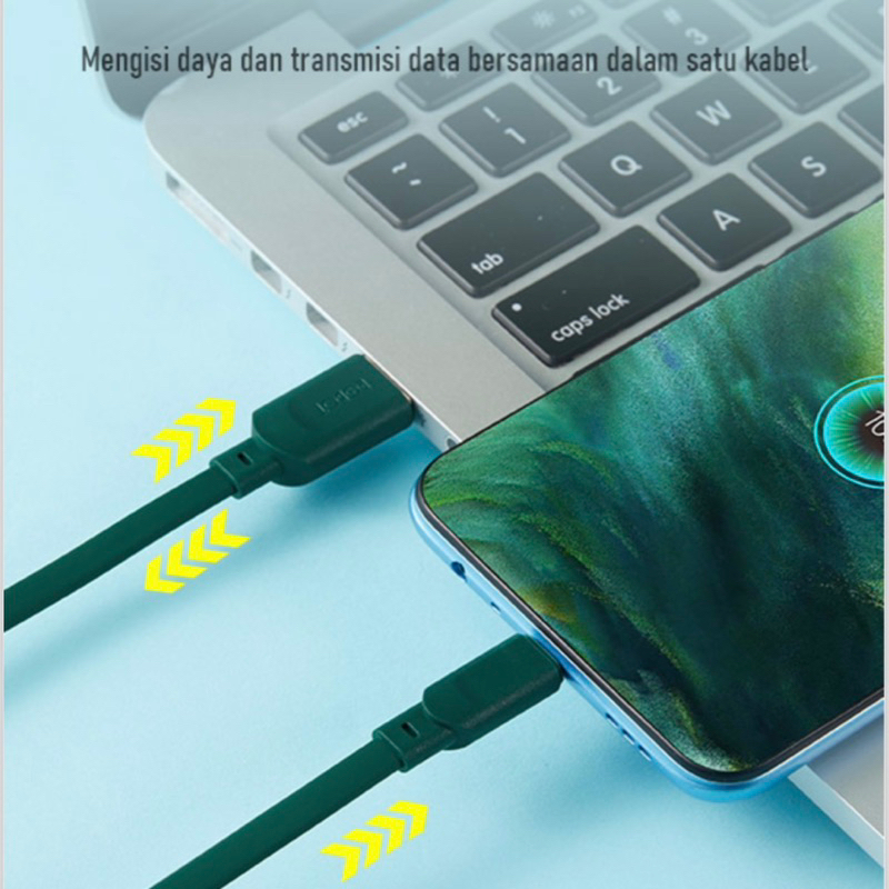 (ROBOT RTM) KABEL DATA FLAT MICRO USB FAST CHARGING 2.4A COLORFULL DATA CABLE CHARGER ANDROID MICRO USB ORIGINAL ROBOT