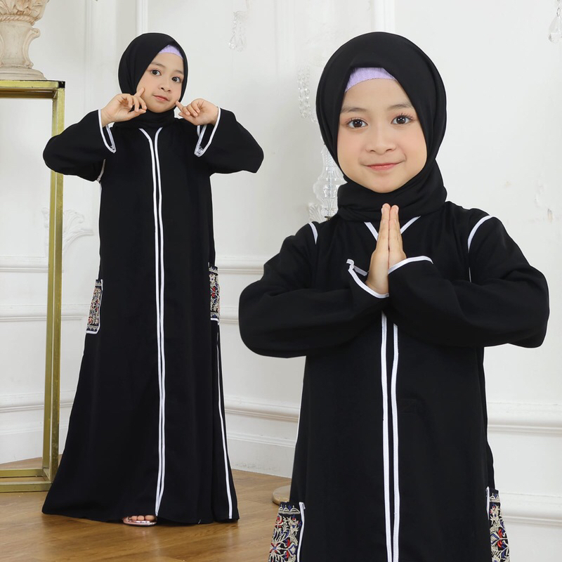 GAMIS ABAYA ANAK DUBAI 836 PLUS PASMINA CANTIK SIMPEL LUCU MURAH COD