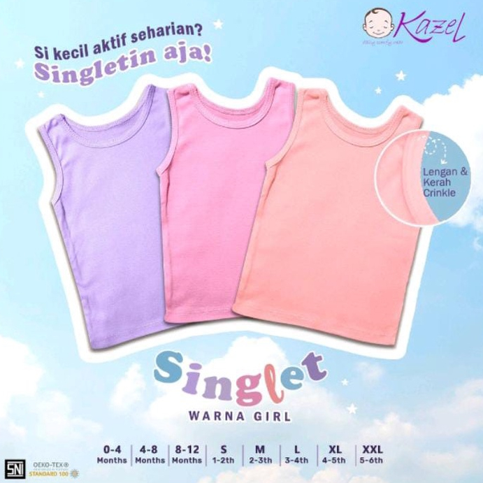 Kazel Singlet Cewek Warna (KZL-SCW) Isi 6 Pcs