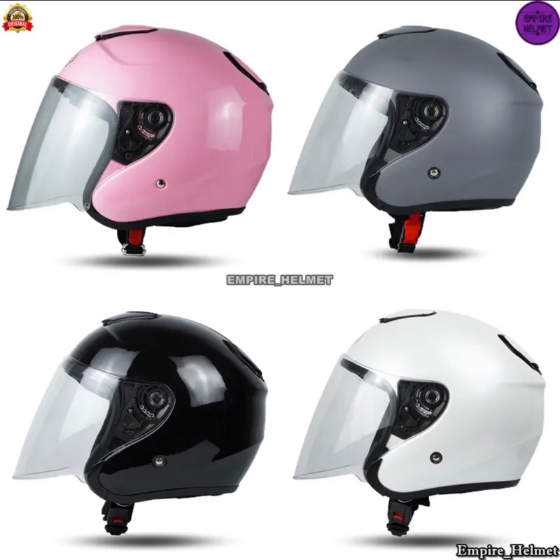 Helm Half face Kyt Kyoto Solid Polos By Priest Paket Ganteng Bonus Gratis Spoiler & Stiker + Bebas P