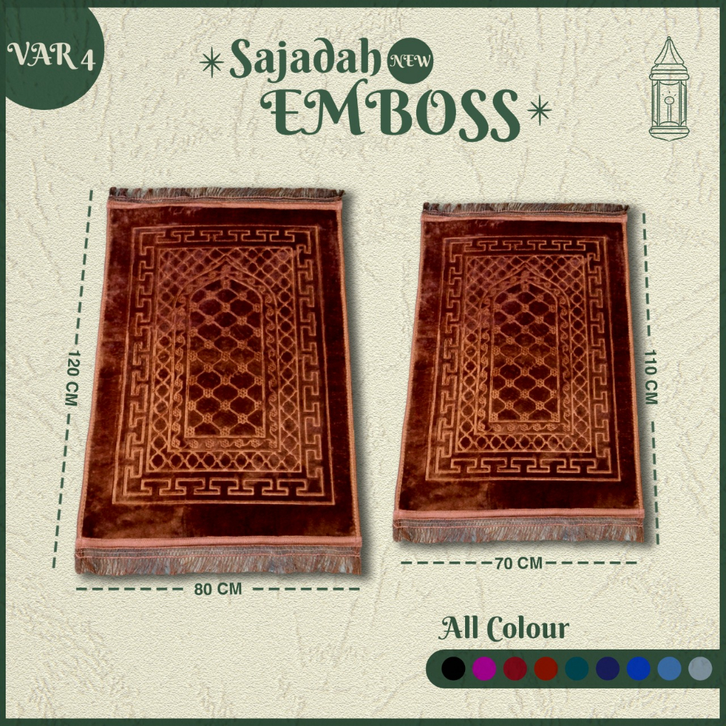 Sajadah Turkey Emboss Polos NEW Tebal Premium + Rumbai 70x110 CM Sejadah Turki