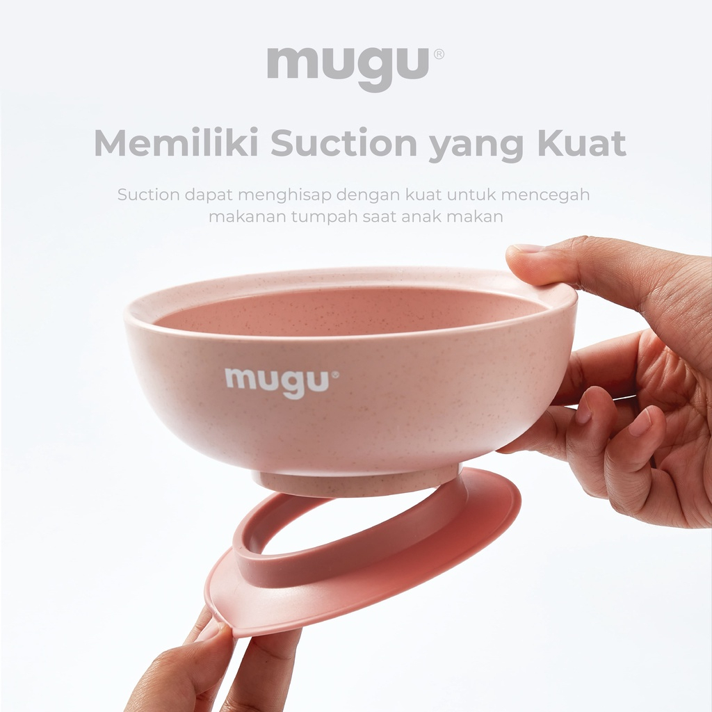 Mugu Wheat Straw Antispill Suction Bowl Tempat Makan Anak 450ml