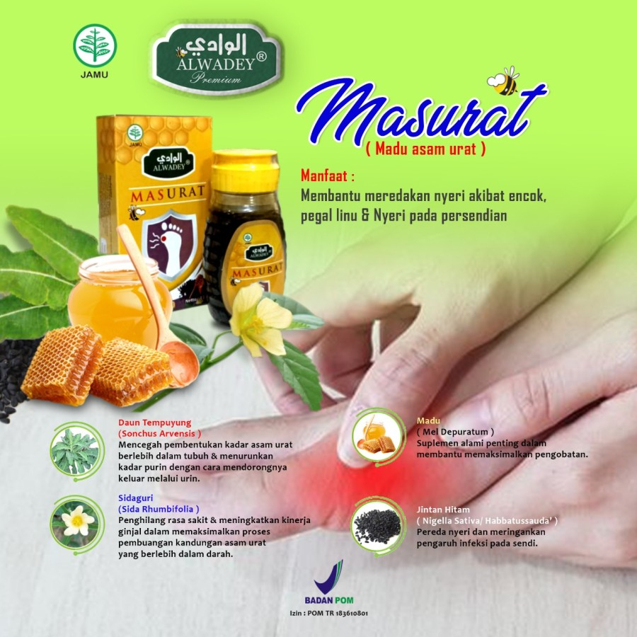 

MASURAT (Madu Pengobatan Asam Urat) Alwadey 130 Gr OBAT ASAM URAT - MADU HERBAL " MASURAT ALWADEY