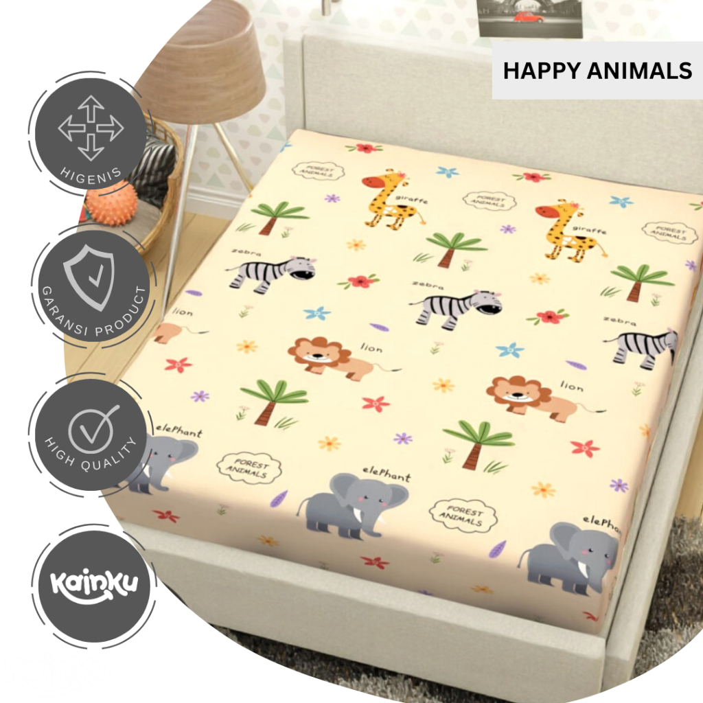 Sprei waterproof motif kids animal Anti Ompol Anti Air size UKURAN 90 100 120 160 180 200 180x200