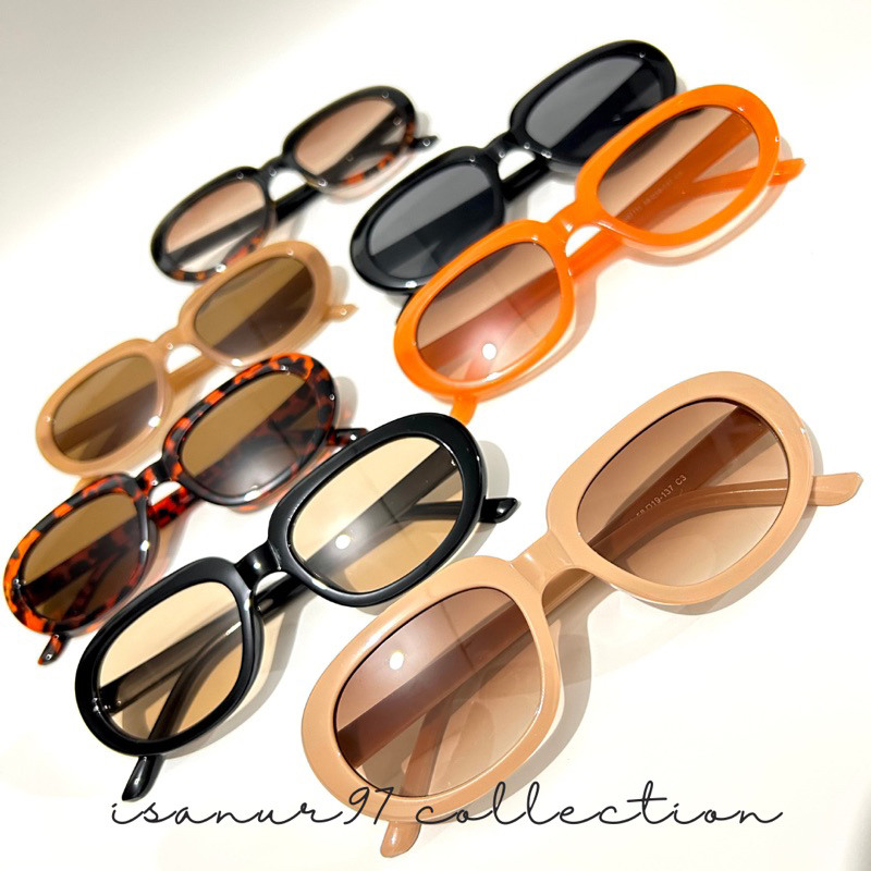 Oval Sunglasses (7 Warna) / Kacamata Bingkai Oval Kecil Gaya Vintage Retro Untuk Pria Dan Wanita