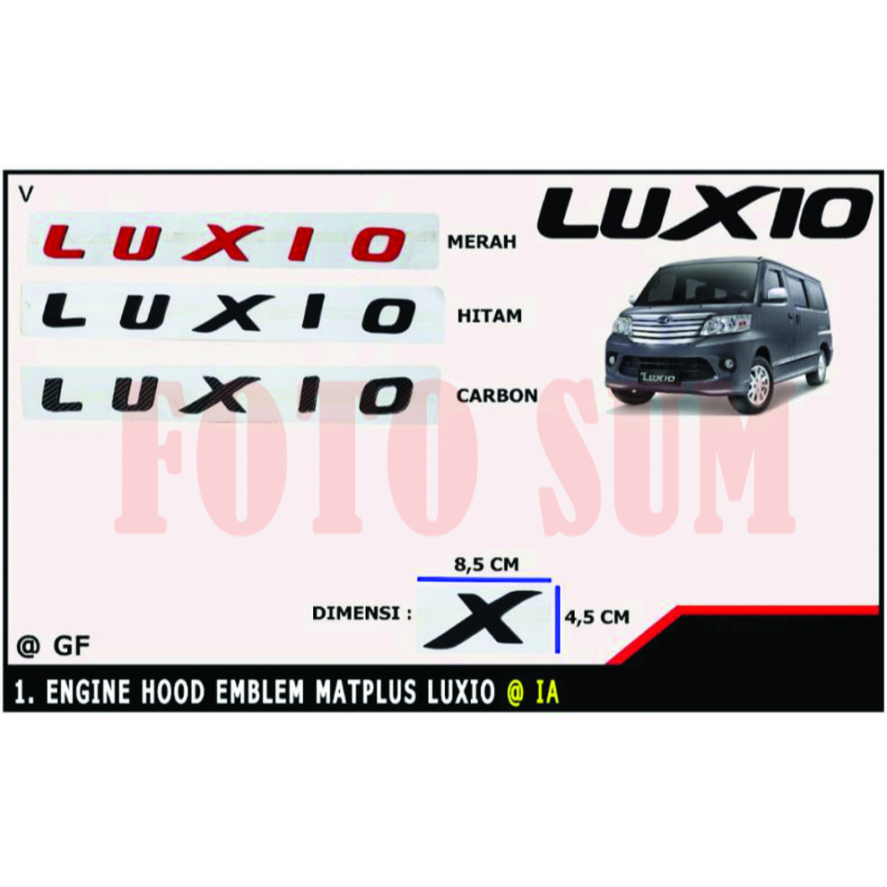 Emblem Kap Mesin Mobil LUXIO MERAH, CARBON , HITAM
