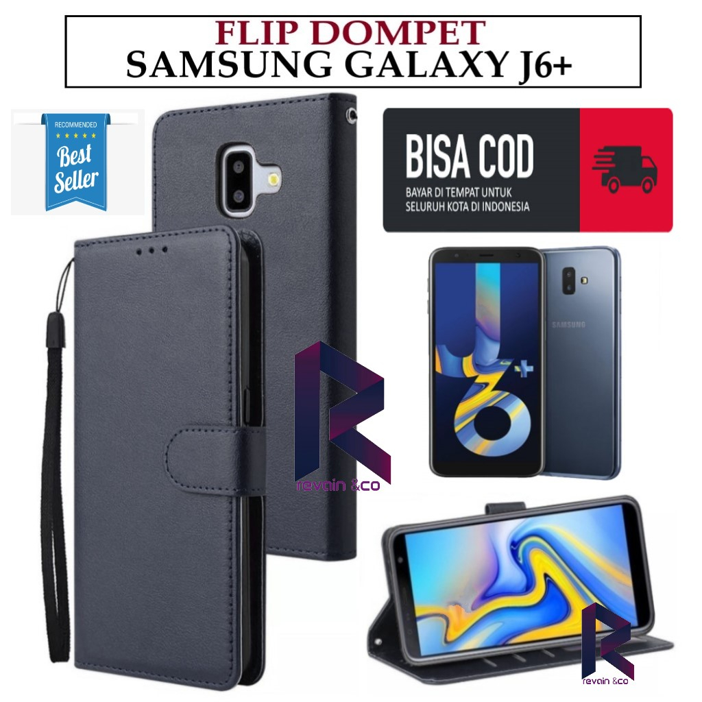 FLIP COVER SAMSUNG GALAXY J6 PLUS FLIP WALLET LEATHER KULIT PREMIUM SARUNG BUKA TUTUP KESING HP FLIP CASE SAMSUNG J6+