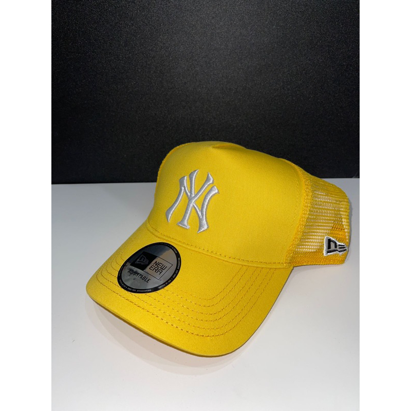 TOPI MLB NY KUNING LOGO PUTIH JARING