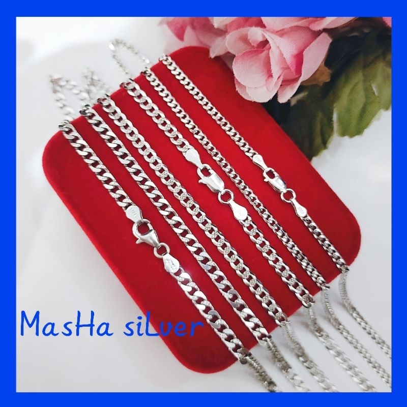 KALUNG PERAK ±45CM SISIK NAGA PRIA WANITA ANEKA MODEL ASLI SILVER 925 LAPIS MAS PUTIH