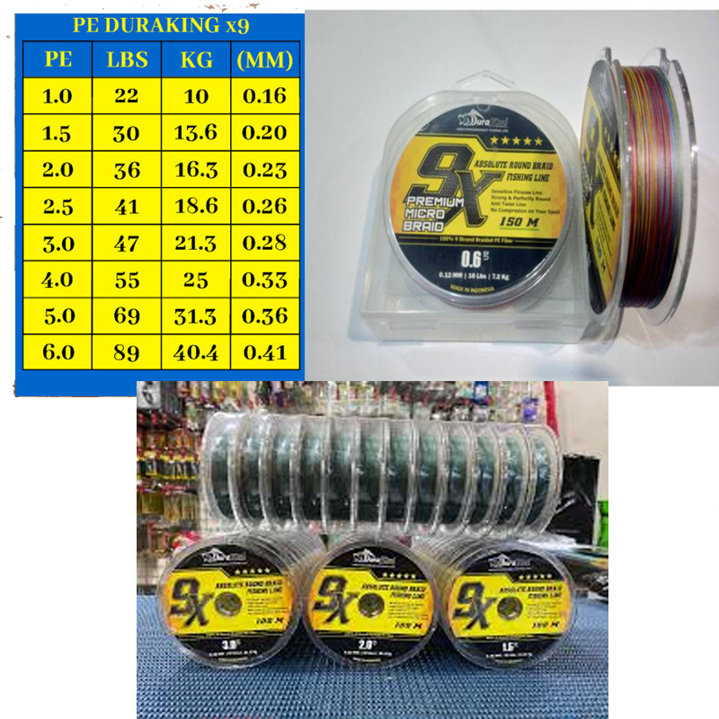 Senar Pancing Pe Duraking X9 Multicolour Kuat Pe Casting Kesting Cesting Kasting Kecil Tapi Kuat Pe 