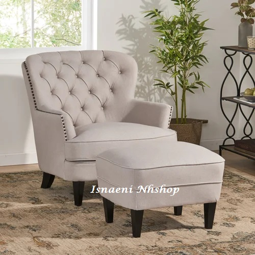 Wings Kursi Sofa + Stool Motif Kancing Bundar/SofaSantai/Sofa Keluarga-BERGARANSI