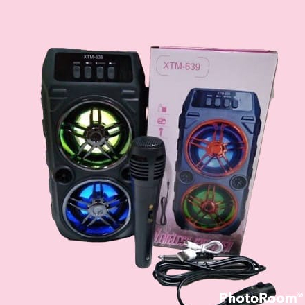 SPEAKER KARAOKE BLUETOOTH XTM 639 - SPEAKER LED GRATIS MIC TERLARIS