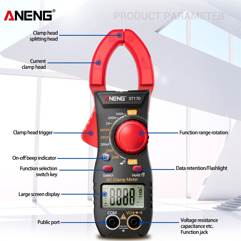 ANENG Digital Multimeter Voltage Tester Clamp - ST170 - Yellow