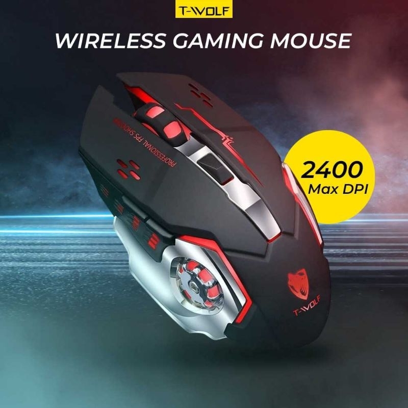 T-Wolf Wireless Gaming Mouse LED Light 2400 DPI