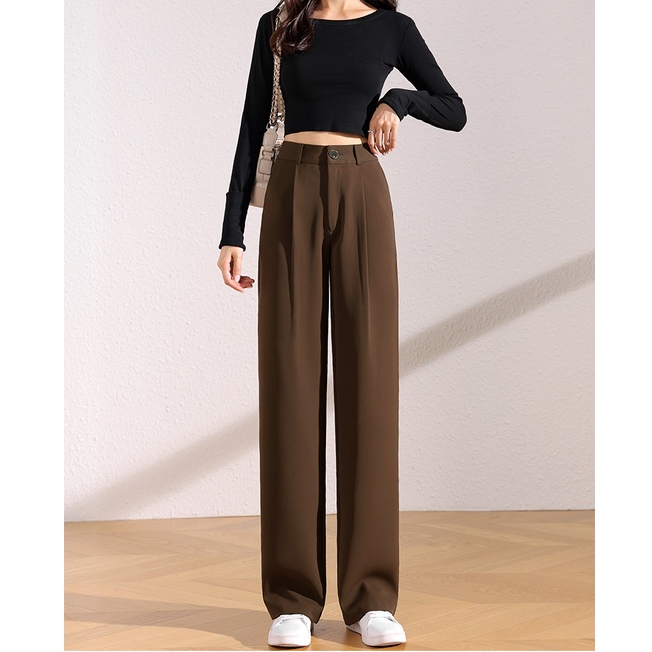 Coklat premium hight waist celana pants wanita terbaru kekinian terbaru