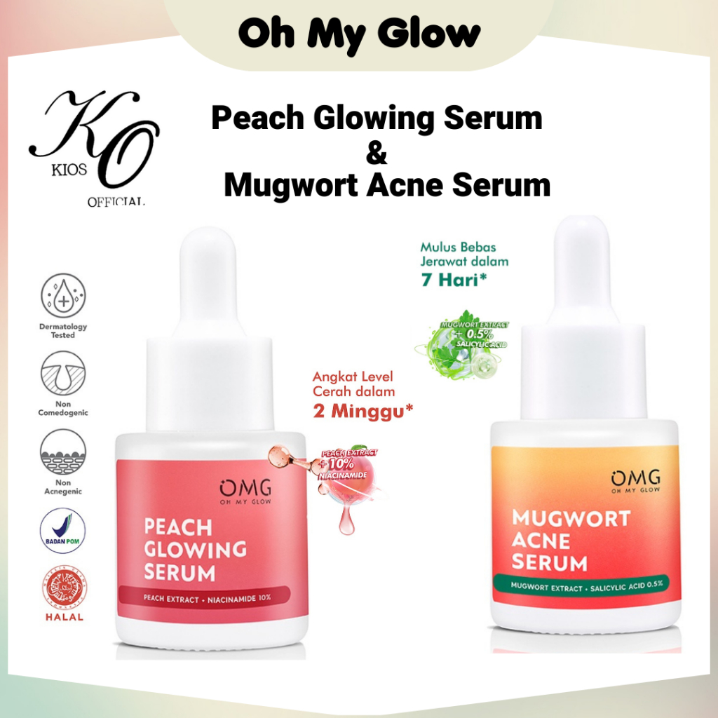 OMG Oh My Glow Peach Glowing Serum &amp; Mugwort Acne Serum 20ml