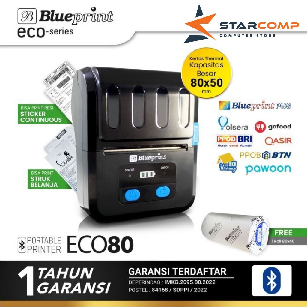 Printer Portable Thermal 80 BLUEPRINT ECO80 USB + Bluetooth ECO 80