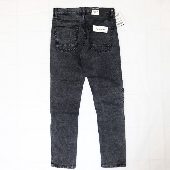 SKINNY JEANS BIKERS PATCH BLACK ACID PRIA PULL&amp;BEAR SOFT JEANS