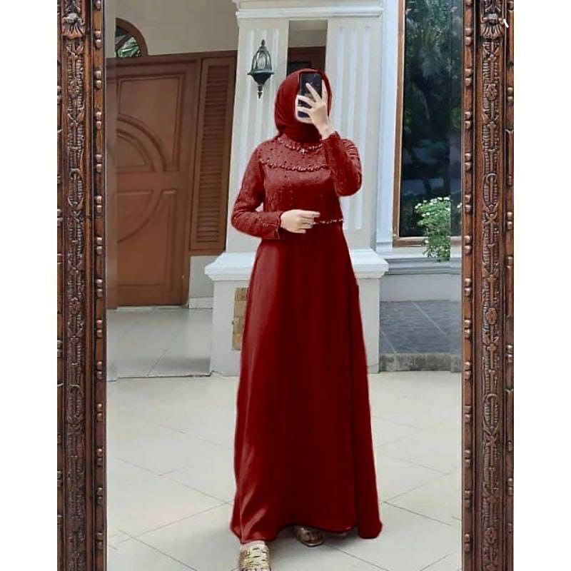 HELEN MAXY SONIA DRESS SIZE STANDAR DAN JUMBO MUTIARA MAXY BRUKAT JUMBO MODERN GAMIS KONDANGAN SIMPL