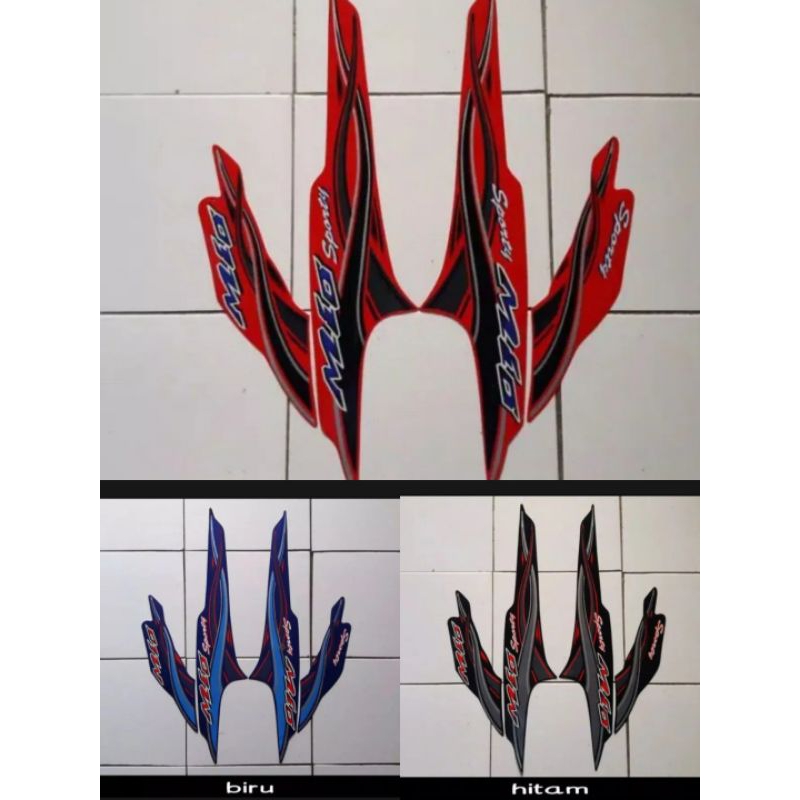 MIO SPORTY SELENDANG TAHUN 2005 WARNA MERAH / BIRU / HITAM STIKER STRIPING LIS BODY BODI