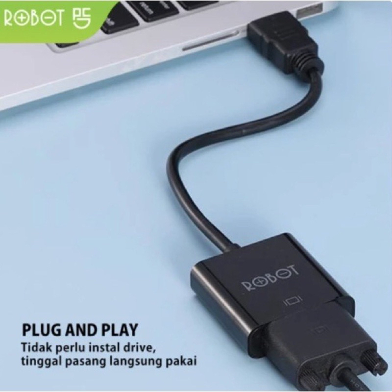 ROBOT RHV10  Adapter Converter HDMI to VGA Projector  Laptop - Garansi Resmi 1 tahun