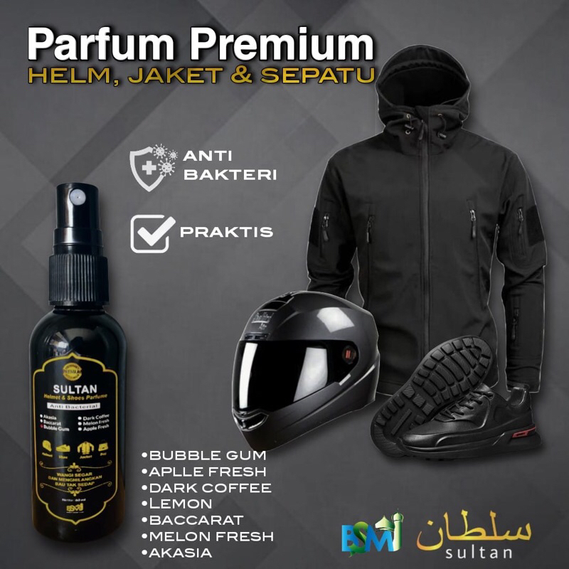 Parfum Helm Anti Bakteri - Parfum Penghilang Bau Jaket Sepatu Helm Tahan Lama - Parfum Akasia Baccarat Dark Coffe Melon Fresh Apple Fresh Bubble Gum