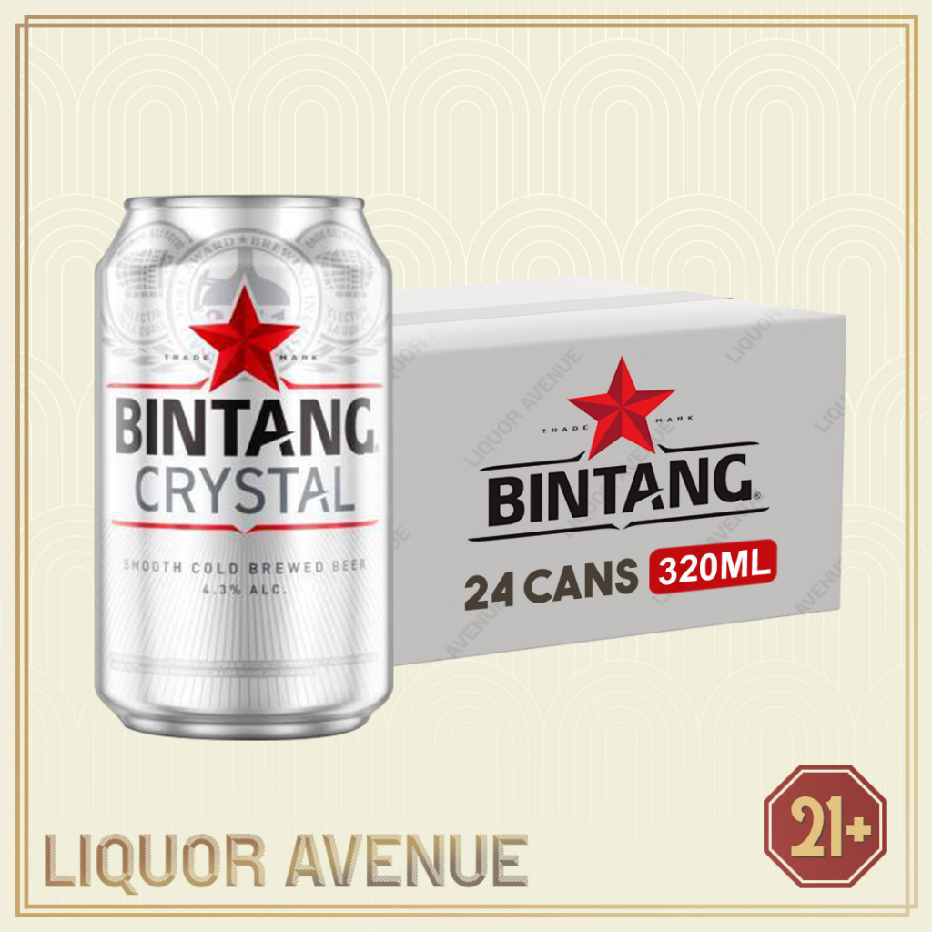 Jual Bintang Crystal Smooth Beer Can Bir 320ml - 1 Karton Isi 24 Kaleng ...