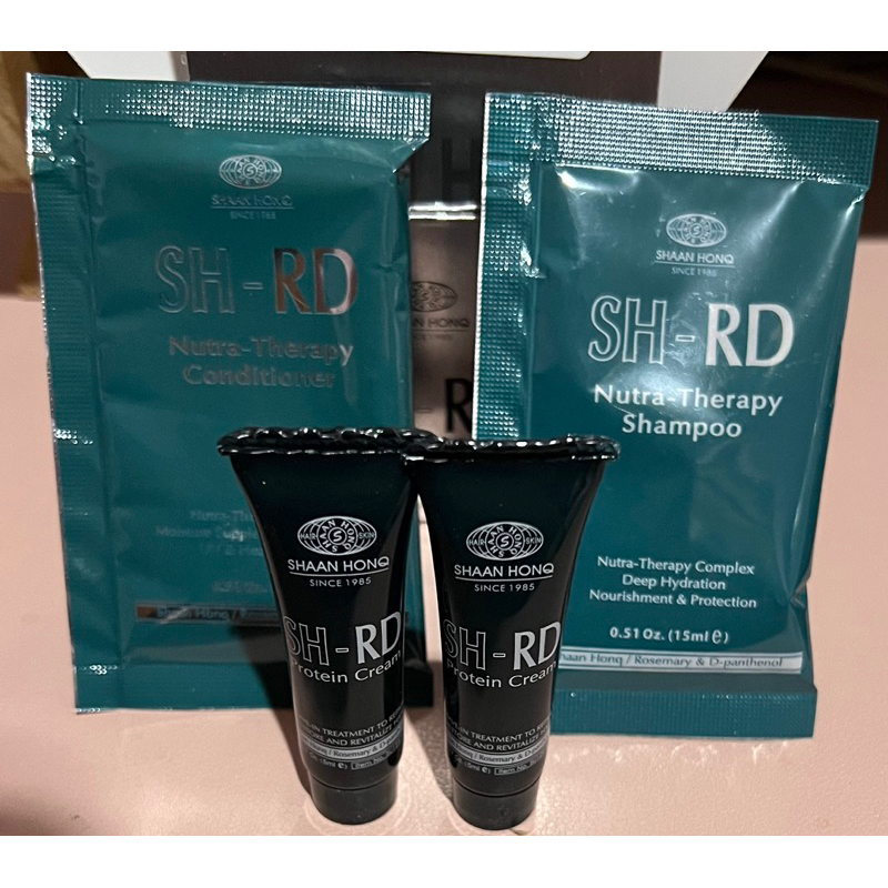 SHRD protein cream, shampoo, conditioner travel size