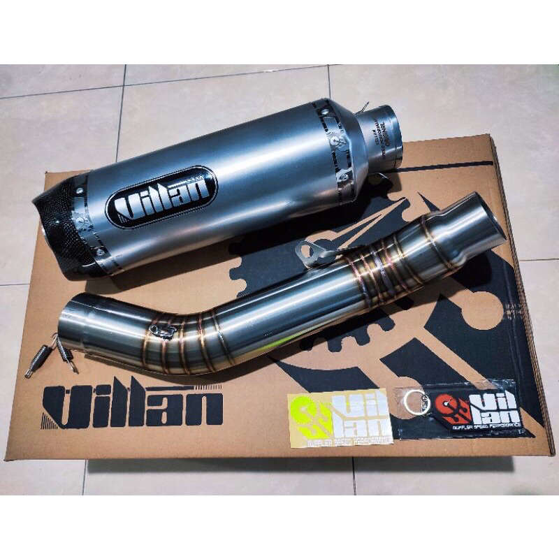 ( ORIGINAL ) KNALPOT VILLAN SV1 SILVER + SLIPON Z800 INLET 60MM