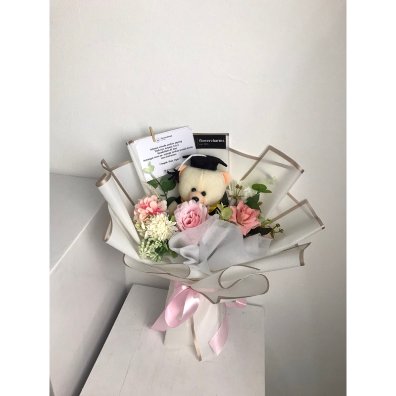 BUKET BONEKA WISUDA | GRADUATION FLOWER BOUQUET | Artificial Flower bouquet | Buket bunga Mawar  | B