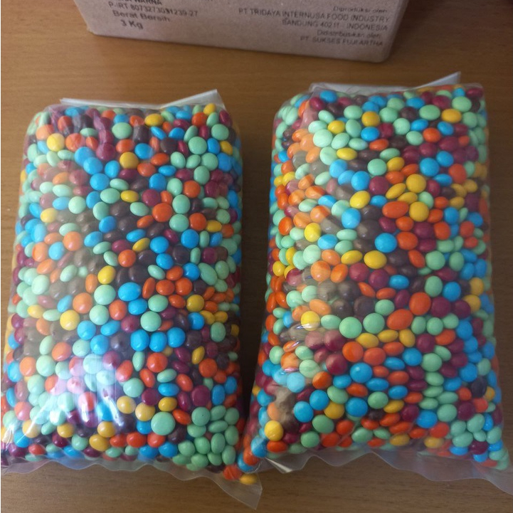 TERMURAH! JITU Rainbow Choco Chips Repack 500 gram 1/2 bulat gepeng / Rainbow Coklat Chips JITU setengah bulat gepeng