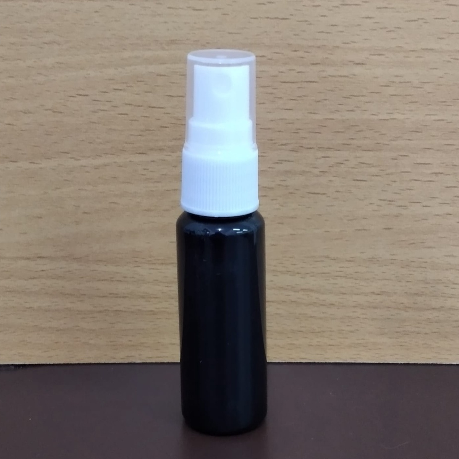 Botol plastik PET 20ml BR hitam tutup spray