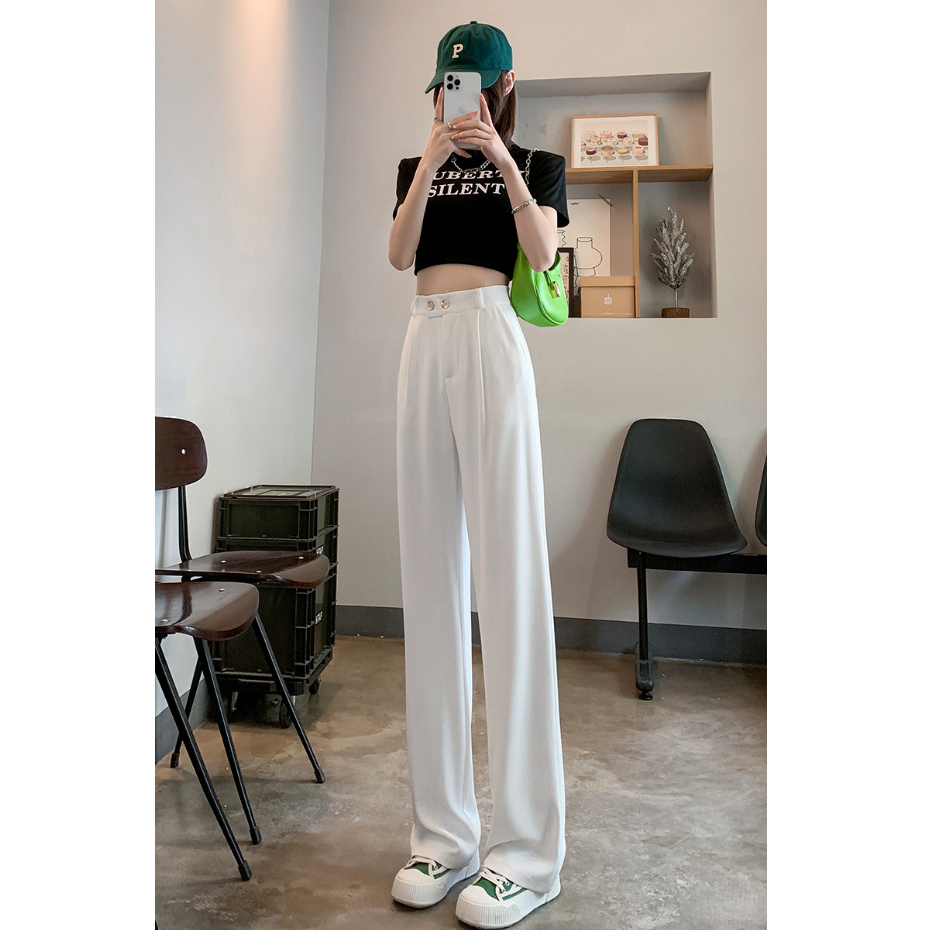 putih highwaist new celana korea kulot panjang kekinian import cewek kekinian