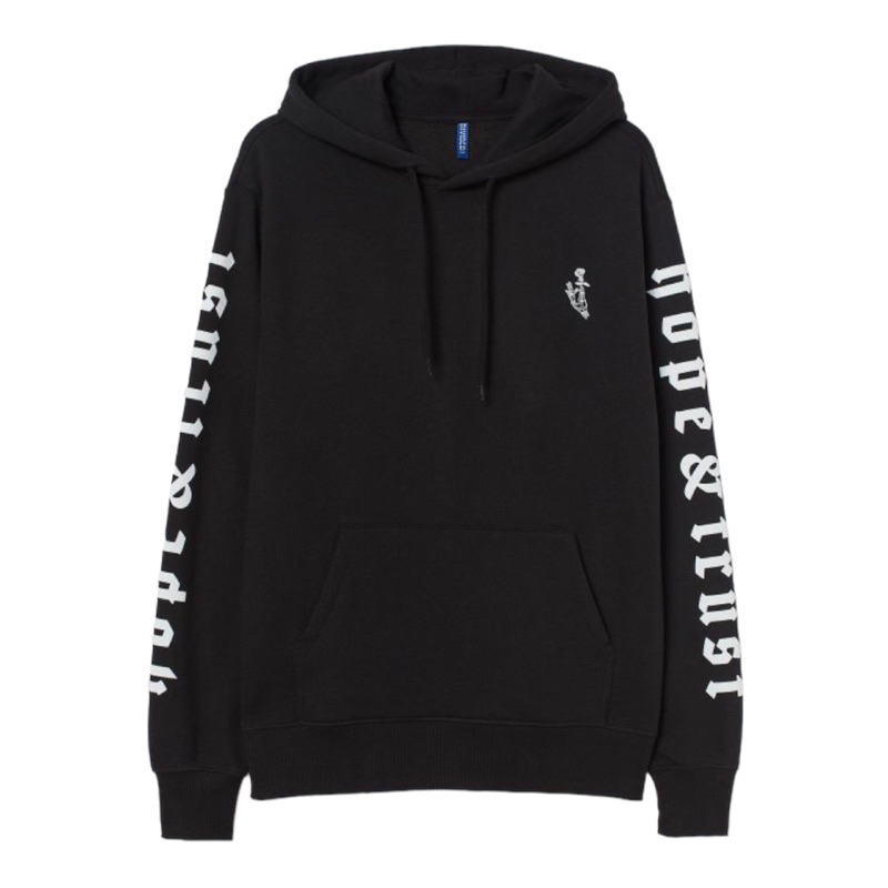 ( 8.8 ) Hoodie H&amp;M Unisex Sablon Hope &amp; Trust Black Hitam, Flecee Katun Lembut Tebal, Free Papperbag