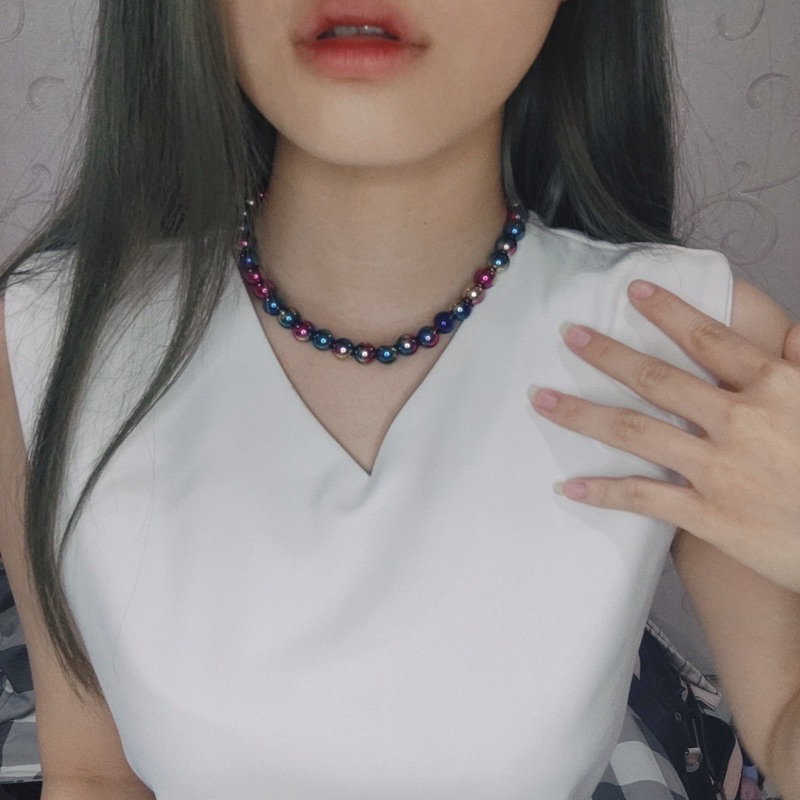 Kalung Choker Galaxy Gradation Beads Colorful Gradasi Pearl Galaksi Warna Warni