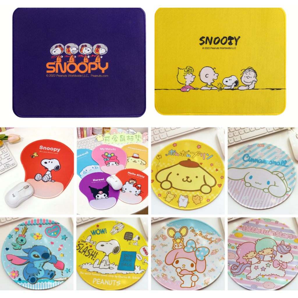 Mouse Pad / Alas mouse karakter Snoopy My Melody Kuromi Cinnamoroll Badzmaru Little Twin Star