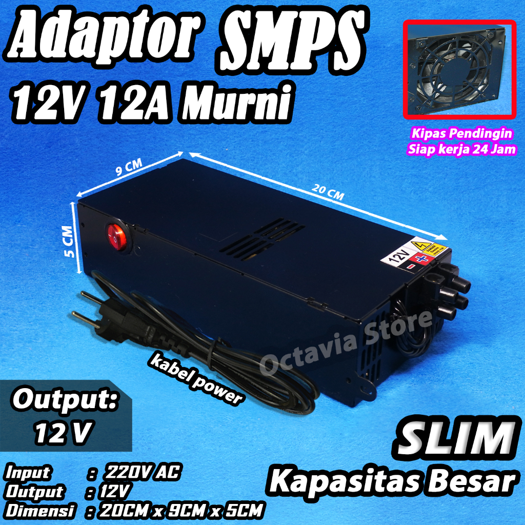 Adaptor switching power supply SMPS 12V 35A, 30A, 25A, 15A, 10A kapasitas BESAR