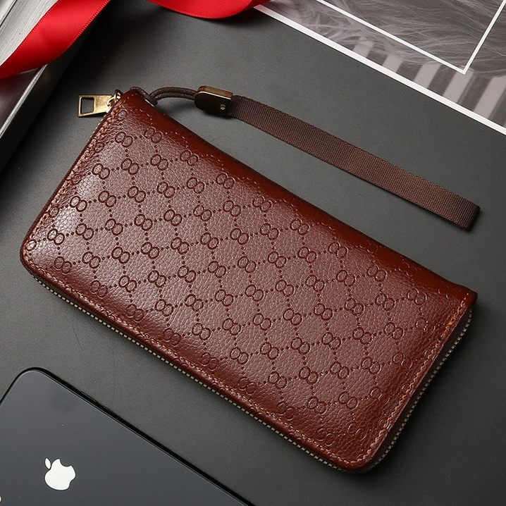 Dompet Panjang Pria Fashion Korea Style Kasual Dompet Clutch Cowok Zipper Men Wallet PU Satu7an D98