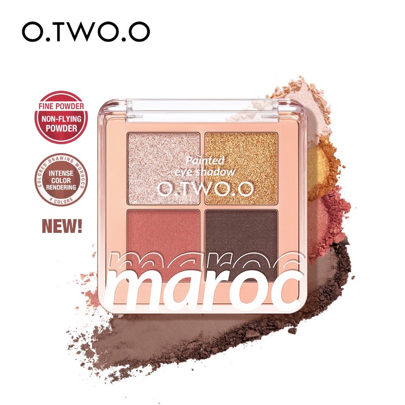 O.TWO.O Eyeshadow Palette High Pigment Waterproof Long-Lasting 4 Colors Soft Texture Drawing Morocco Eyeshadow