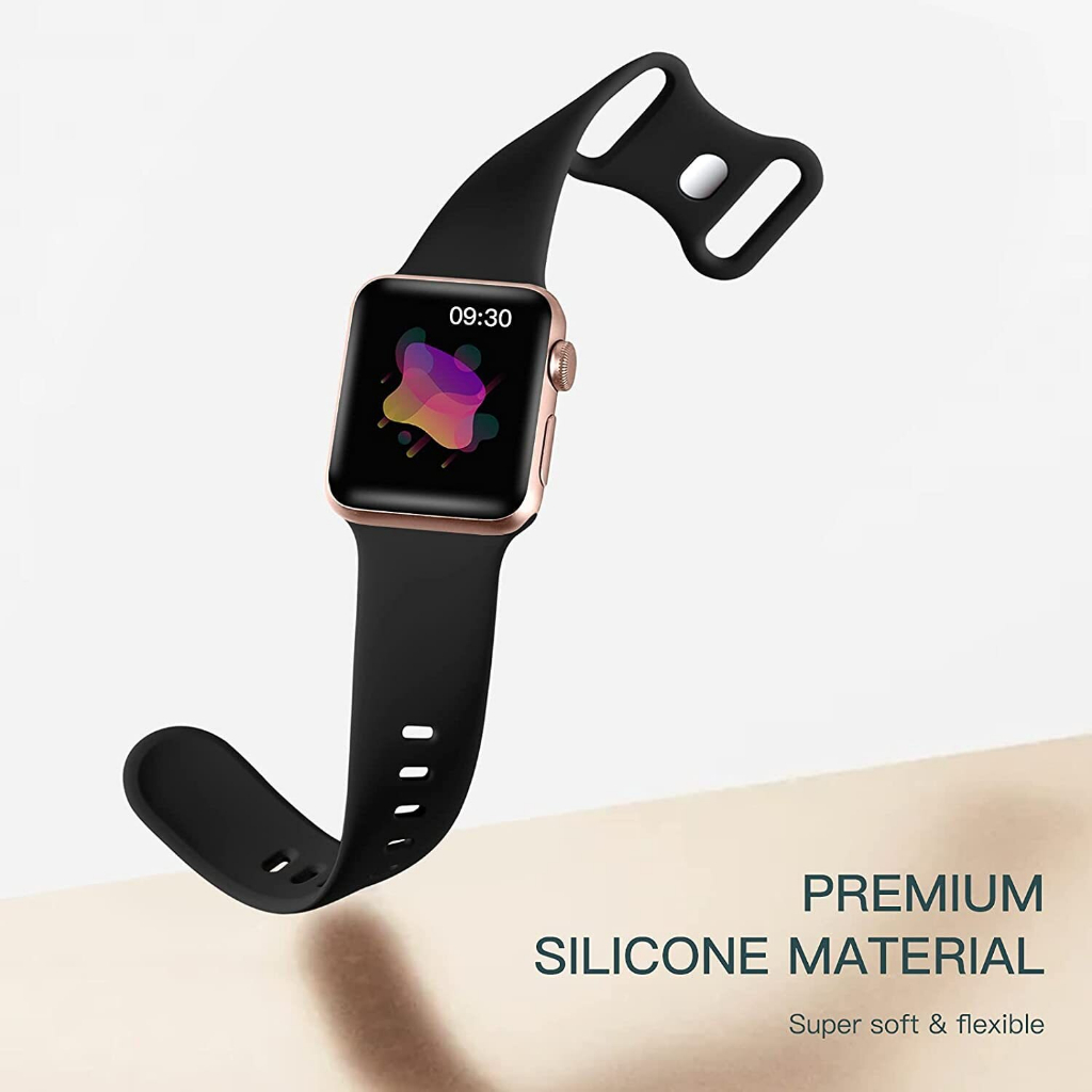 Strap Apple Watch 1 2 3 4 5 6 7 8 9 SE Ultra 2022 2 2023 Soft Silicone iWatch Sport Band 38mm 40mm 41mm 42mm 44mm 45mm 49mm Tali Silikon Smartwatch Double Buckle