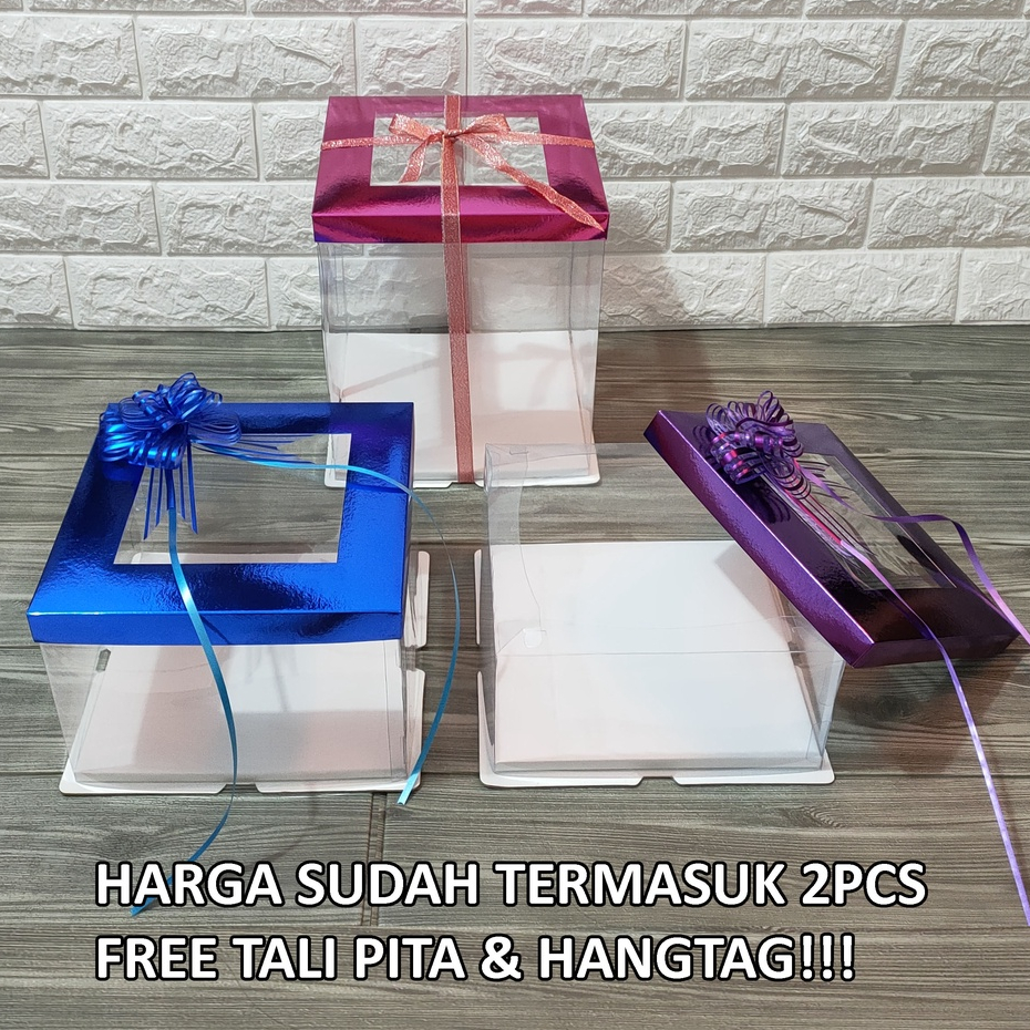 

Kotak kue tart lubang mika, lapis legit, gift box, seserahan, sangjit, (HARGA SUDAH TERMASUK 2PCS BONUS FREE TALI PITA DAN HANGTAG)