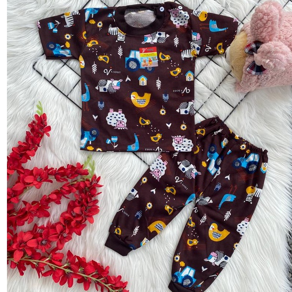 stelan baju bayi laki laki perempuan lucu murah motif jungle animal PENDEK PANJANG 3-18 BULAN